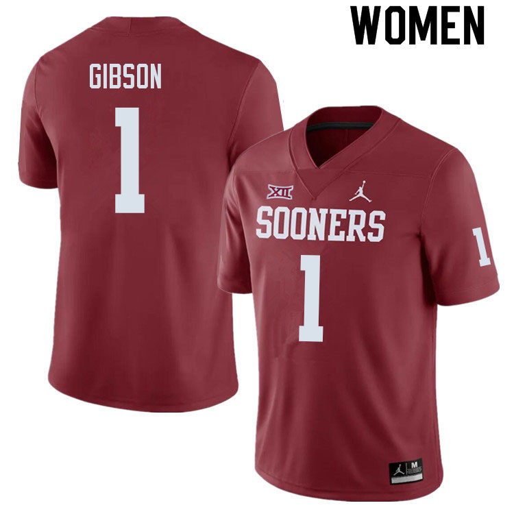 Women #1 Jayden Gibson Oklahoma Sooners College Football Jerseys Sale-Crimson